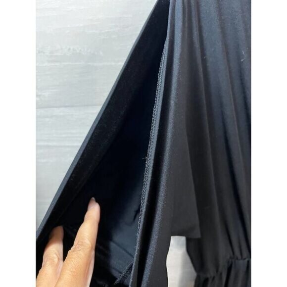 Women's Elasticated Waist Long Sleeve Wrap Jumpsuit Black Medium - Picture 6 of 6